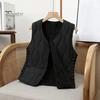 Зимний женский многослойный жилет, пальто, тонкий, с застежкой на пуговицы, с круглым вырезом, без рукавов, однотонный, ветрозащитный, сохраняющий тепло, уличный пуховик