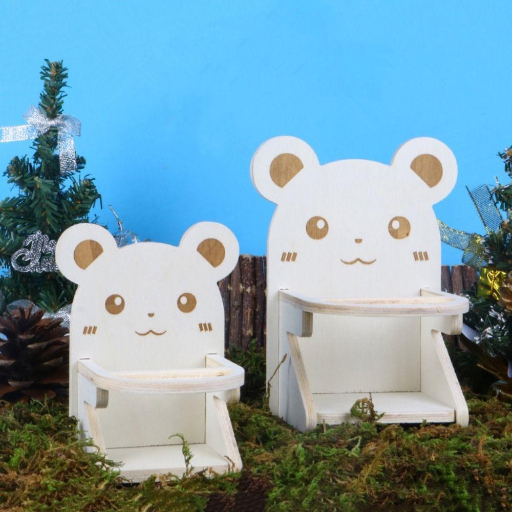 Wooden Hamster Dining Chair Cartoon Hedgehog Chair  for Hamster Rat Guinea Pig