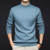 Men's Plus Velvet Half Turtleneck Knitted Sweater - Loose Solid Color, Autumn/Winter