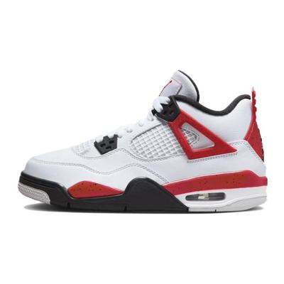 Детские кроссовки Air 4 Retro GS Red Cement White Fire-Red Black 408452-161