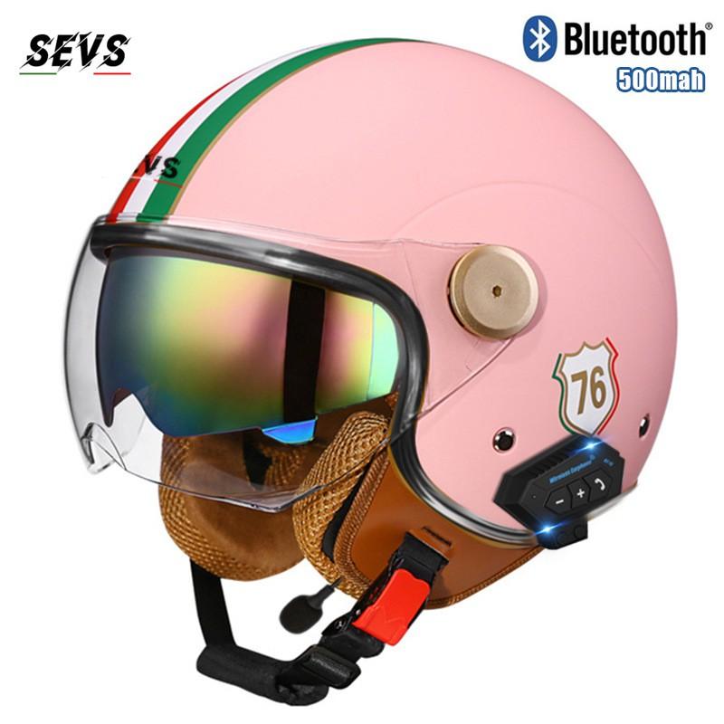 3C DOT Certified Bluetooth Motorcycle Half Helmet Retro Style Men Women All Season