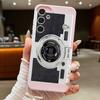 Чехол с винтажным узором камеры для Samsung S26 Ultra A57 A37 A17 A18 S25 S24 S23 S22 Ultra S21 FE A15 A35 A55 A16 A36 A56 5G Мягкий чехол с текстурой кожи