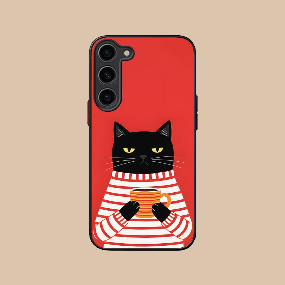 Милый Кофе-Кот Силиконовый Чехол для Мобильного Телефона для Samsung Galaxy S26 S25 S24 S23 S22 S21 Plus FE Ultra Разноцветный Чехол