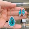 Jewelry Simulation Paraiba, Paraiba Blue, Jewelry Set Pendant 15 * 25 Earrings 8 * 16