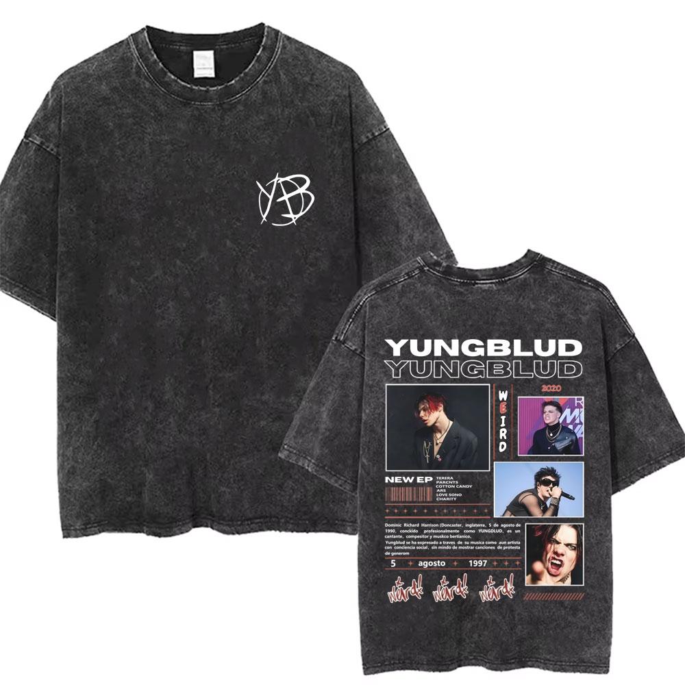 Washed Vintage Rock Singer Yungblud Tour Tshirt Men Women Retro Fashion T Shirt Male Casual Oversized Tshirts Streetwear