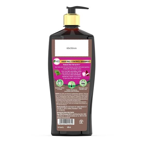 Dabur Шампунь Vatika Onion Hair Fall Control - 640 мл | Уменьшение выпадения волос до 97% I с луком и пальмой сереноа | Витамин E