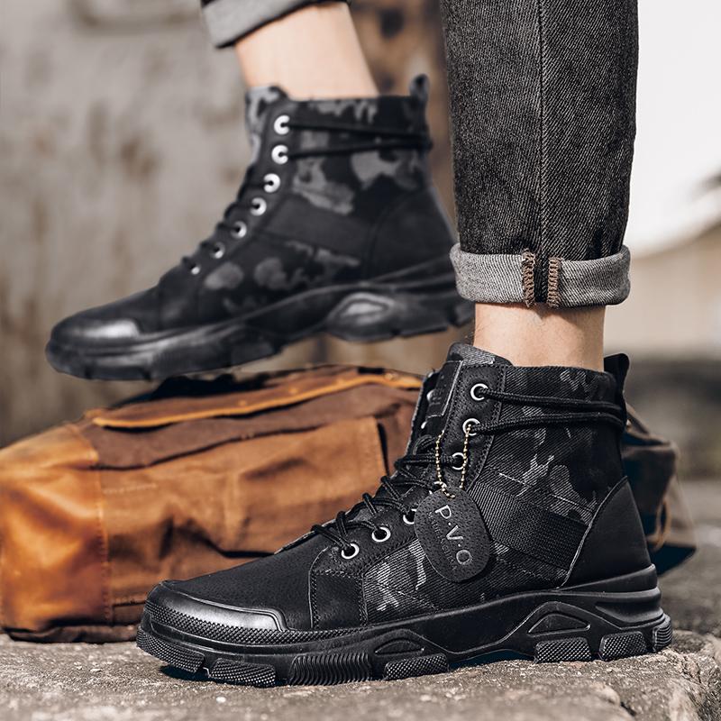 Men's Fashion Work Boots Four Seasons Outdoor Casual Hiking Boots High Top Thick Bottom Work Boots Anti-skid Ankle Boots 2026New