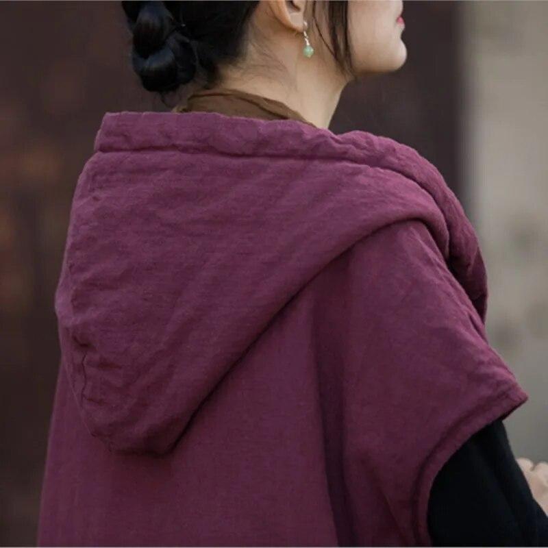 Johnature Женские винтажные жилеты с капюшоном, пальто, теплая одежда на пуговицах, лоскутная одежда с карманами, зимняя хлопковая жилетка