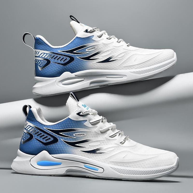 Men's New Mesh Breathable Lightweight Cushioned Running Sneakers, Student White Casual Athletic Shoes
