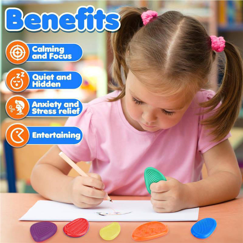 6 шт. Игрушки для игрушек Fidget Toys для взрослых, сенсорные силиконовые камни, текстурированные для детей с аутизмом, успокаивающие игрушки для снятия стресса