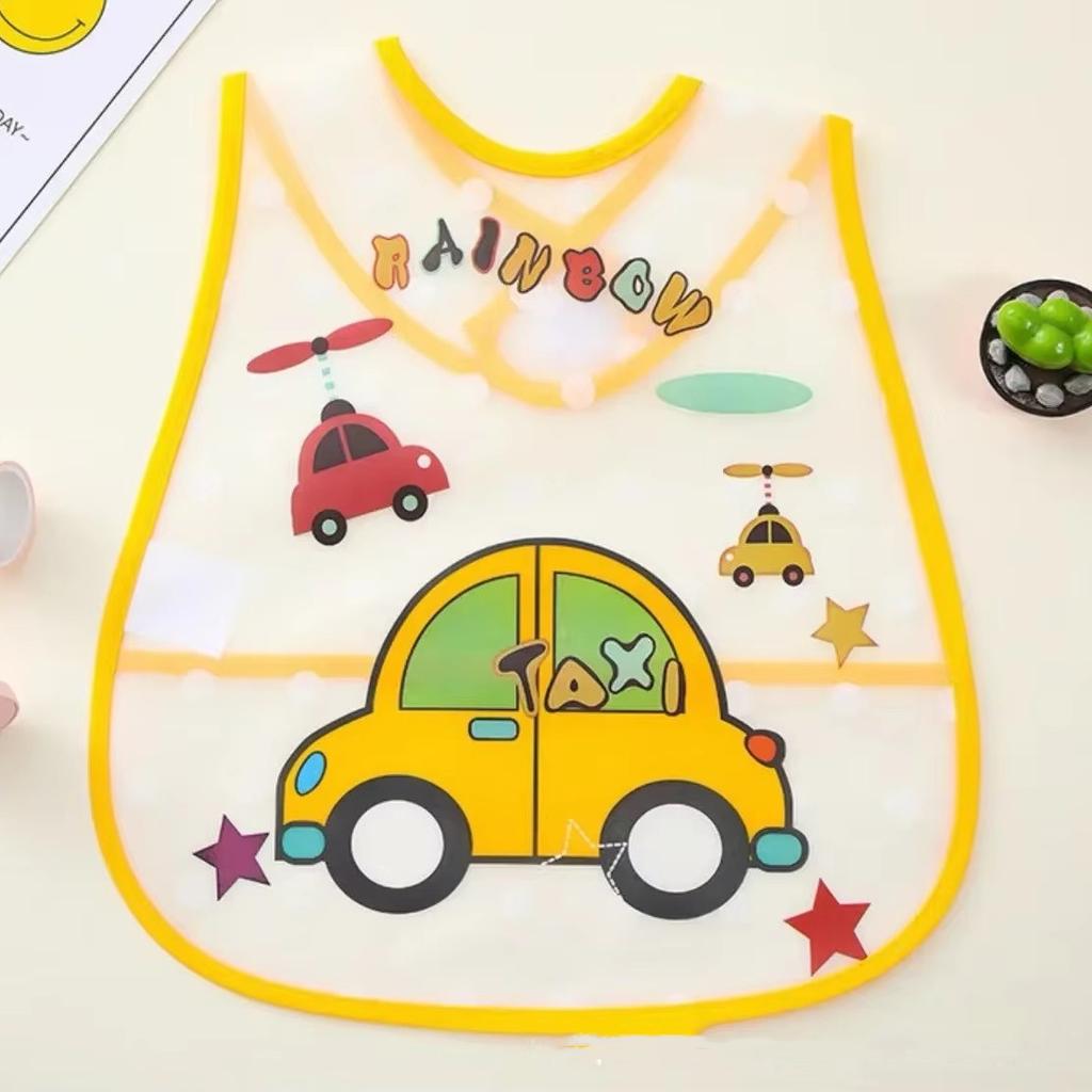 Reusable Baby Waterproof Bib Cartoon EVA Saliva Towel Anti Dirty Apron Feeding Drool Towel for 1-3 Years Old Choldren