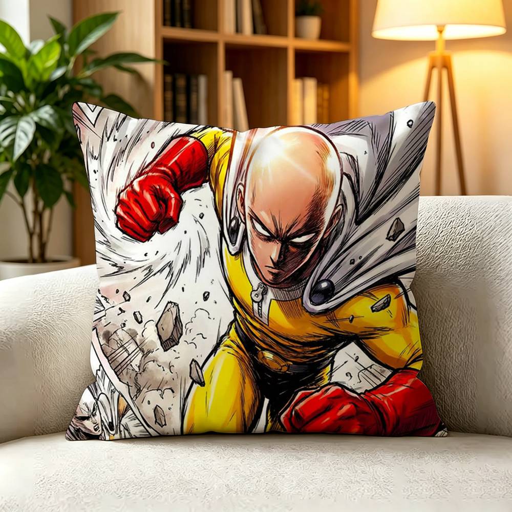 CCool Saitama One Punch Man Anime Square DoubleSided printed Pillow Case Bedroom Bedside Pillow Sofa Cushion Cover