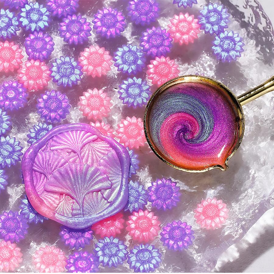 100 шт./пакет, воск для сургуча цвета Авроры, подсолнух, смешанные цвета, для свадебных приглашений, конвертов, упаковки винных подарков