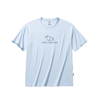 Anta X Seal Look Коллаборация Серия Life Простая Универсальная Дышащая Свободная Футболка с Буквами и Анималистичным Принтом с Круглым Вырезом и Коротким Рукавом 172528130-2