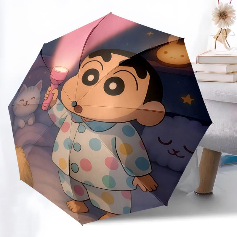 Складной зонт Crayon Shin-chan с автоматическим открытием/закрытием, 8 ребер, железный каркас, компактный, всесезонный 0808097