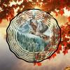 Eagle In Flight Metal Wind Chime Outdoor Garden Decor Sunrise Forest Design Bird Repellent No Battery Needed Durable Weather Resistant