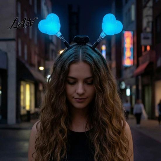 One-button Switch Hairband LED Star Headband with Spring, Light Up Wobble Hair Hoop Shape for Party Concert, Glowing Festival Prop Kids Adults,