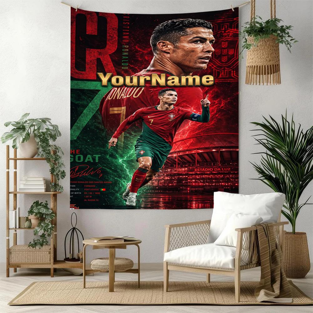 Cristiano Ronaldo Custom Your Name Wall Decor Tapestry Art For Pet Memorial Birthdaywedding Party Backdrop Family Gift