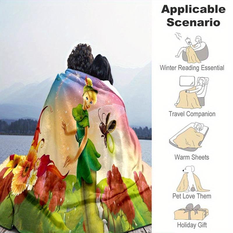 1pc Fairies Printing Blanket Soft, All Season Throw for Living Room, Bedroom,Personalized Gift with Adorable Cartoon Design