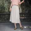Женские винтажные юбки Эластичная талия Однотонные Лоскутные карманы на пуговицах Летние юбки с высокой талией