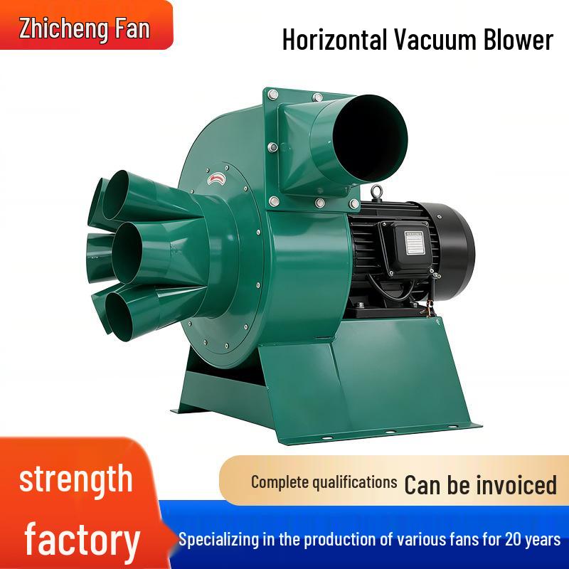 Horizontal Fan Suction Dust Collector for Wood Chips - Snail Design Vacuum Cleaner with Industrial Bag Filter