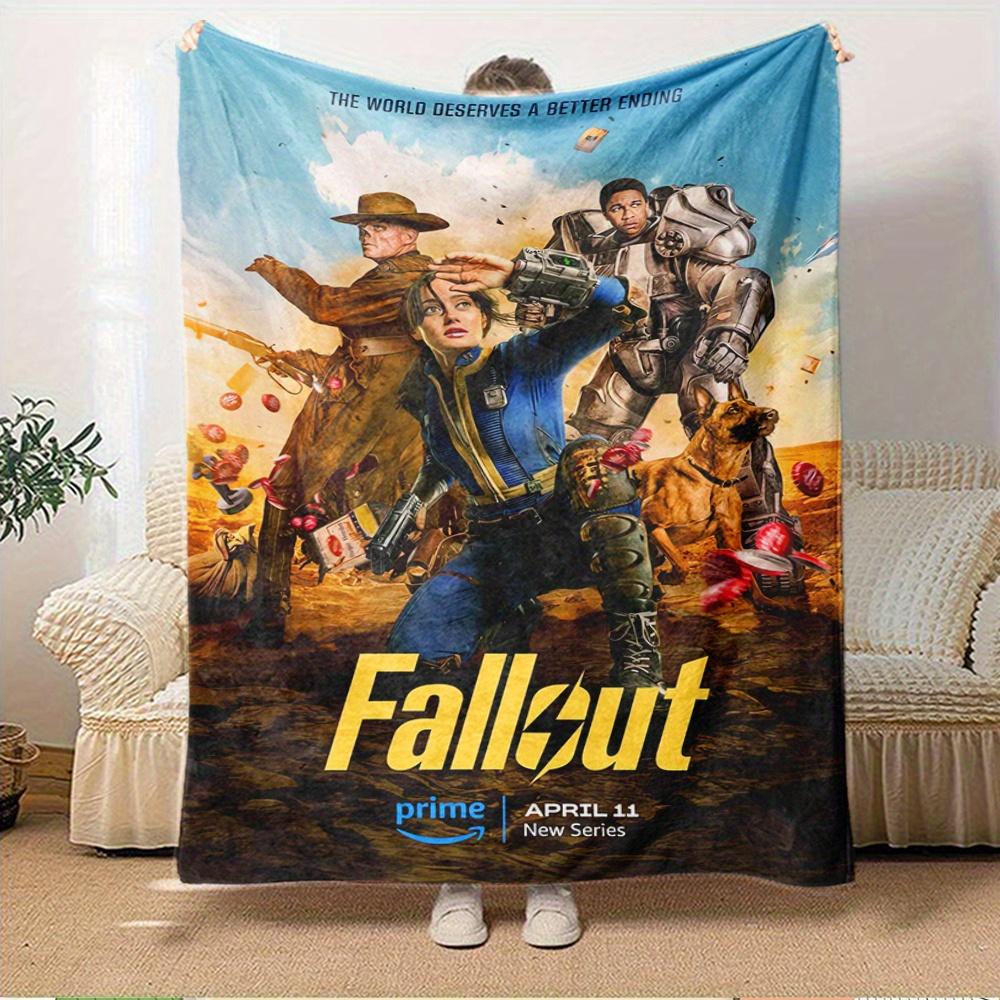 Для фланелевого одеяла в стиле Fallout, Глэм-стиль, Цифровая печать, Всесезонный комфорт, Износостойкое, Вязаное мастерство, Полиэстер, с Ап