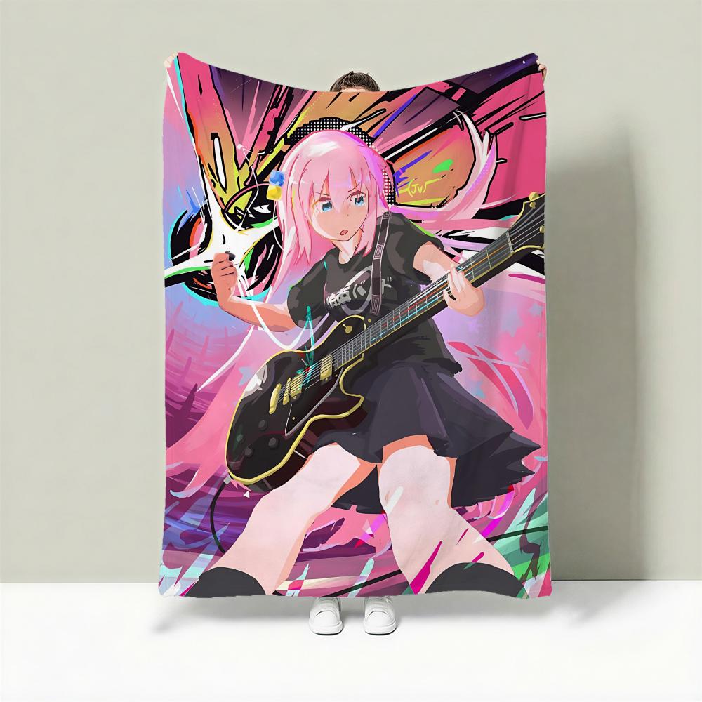 Anime B-Bocchi the Rock! Throw Lightweight 240g Flannel Blanket Soft Skin-friendly for Summer Cooling