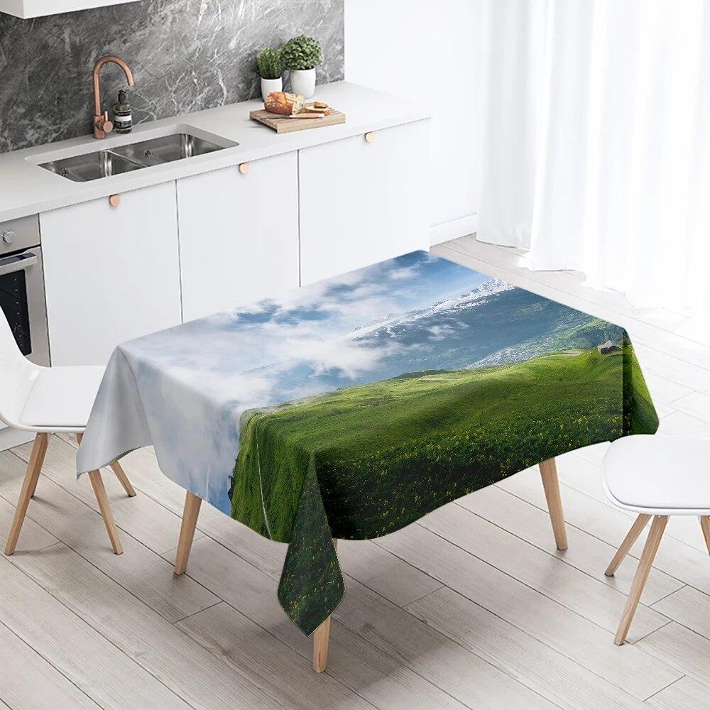 Красивые природные пейзажи с принтом скатерть на открытом воздухе для пикника, кемпинга, устойчивая к пятнам, водонепроницаемая скатерть, украшение для дома
