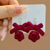 1 пара женских серег, универсальные, не выцветающие украшения для ушей, праздничное прикосновение, красный бант, висячий цветок