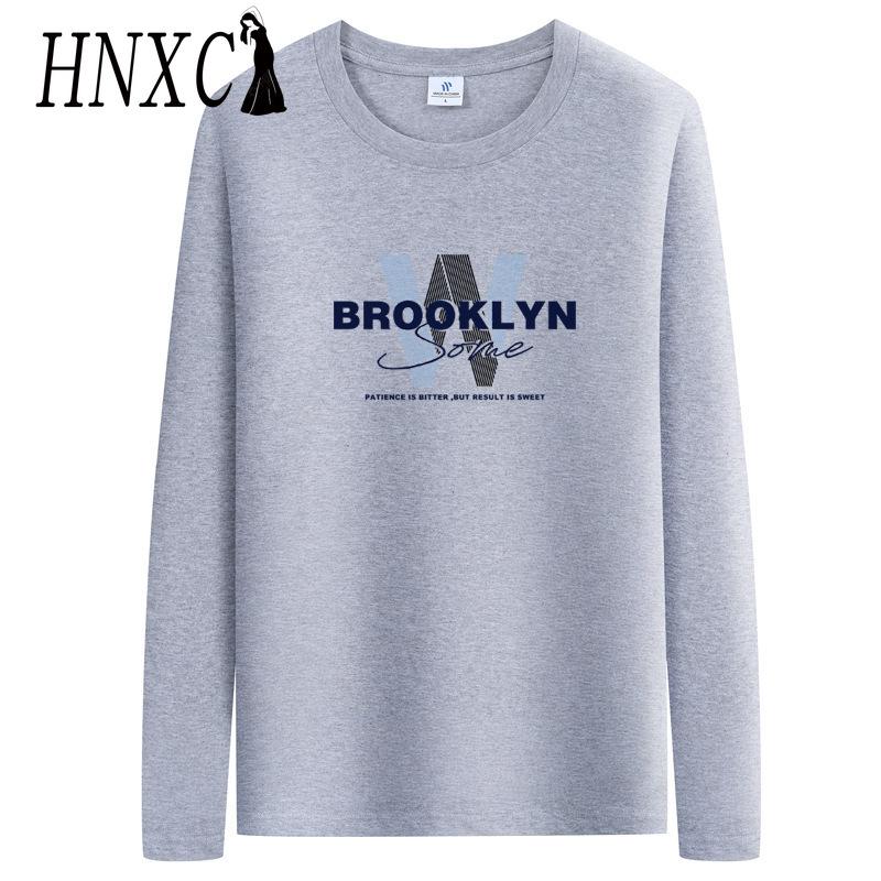 HNXC Футболка с длинными рукавами из хлопка, мужская модная свободная рубашка с рисунком «сострадание»