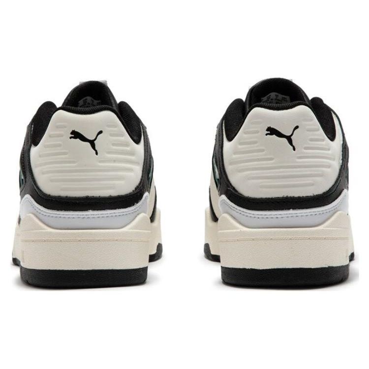 Puma Slipstream Top Grain Leather Synthetic Retro Sports Casual Low-Top Lifestyle Shoes Unisex Sneaker Black White 395232-01