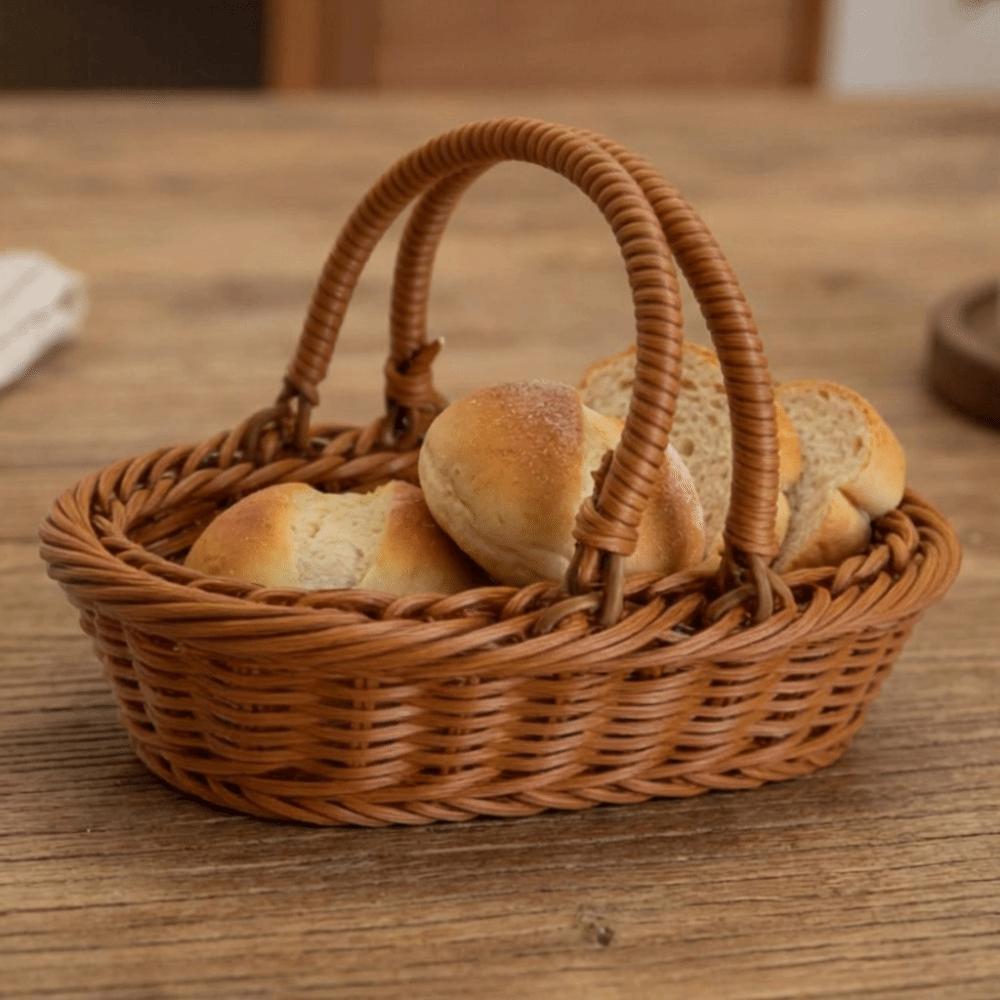 Simple Imitation Rattan Storage Basket Household Portable Fruit Storage Baskets Decorative Save Space Handheld Gift Box