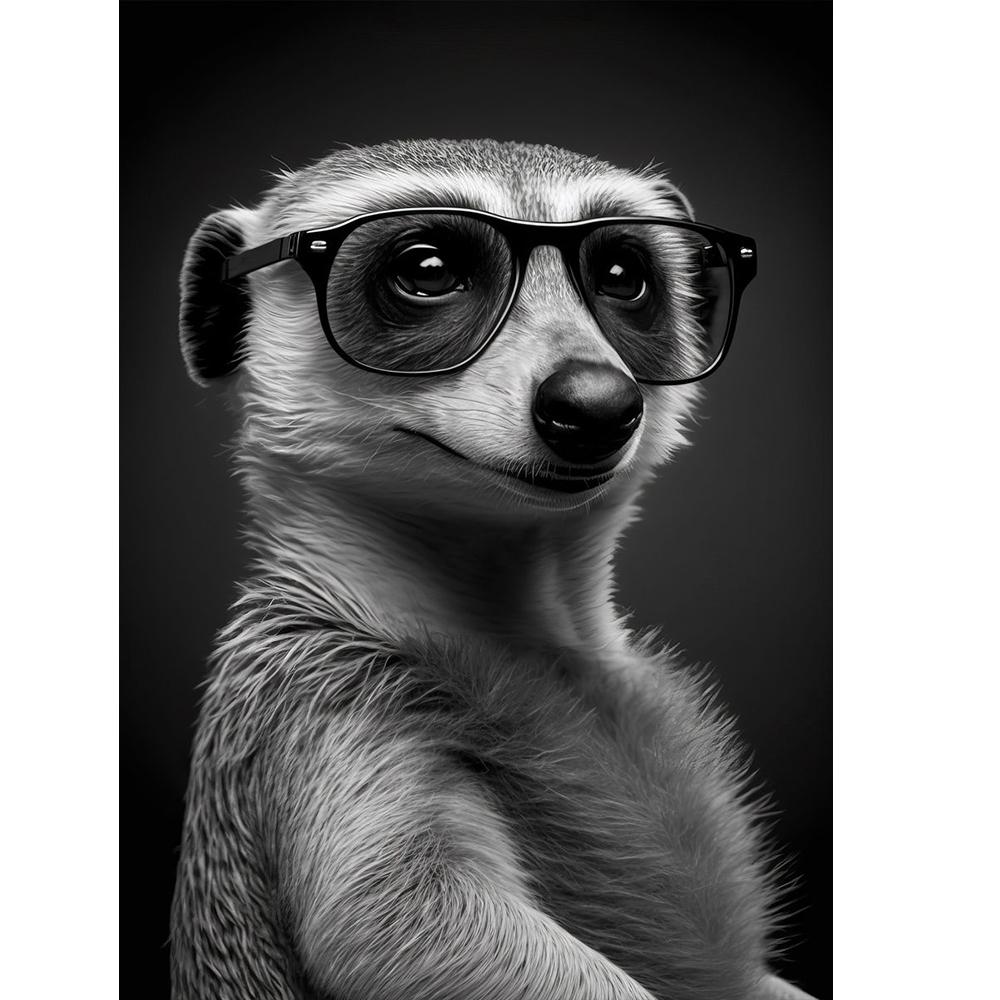 Modern Funny Animals Decorative Painting Portrait of a Sea Otter With Sunglass Posters Prints for Living Room Wall Decor Unframe