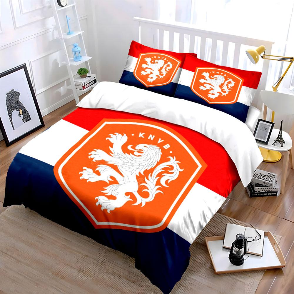 Orange lion football emblem. Bedding sets Duvet cover sets Duvet covers Pillowcases(1*Duvet Cover 2*Pillowcases without duvet insert)