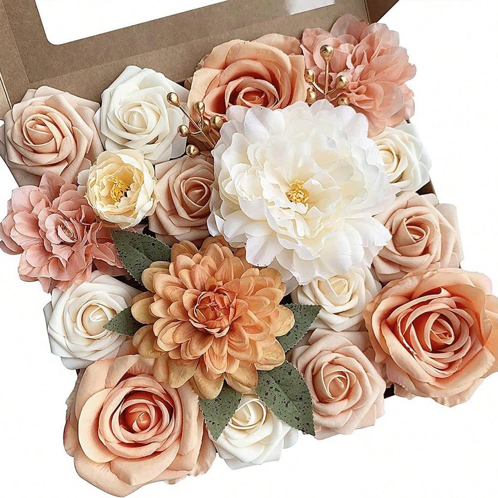 Шелковые цветы Искусственные цветы Комбинированные цветы Микс Розы Пионы со стеблями для самостоятельной свадьбы Свадебные букеты Украшения для стола на празднование рождения ребенка Домашний декор