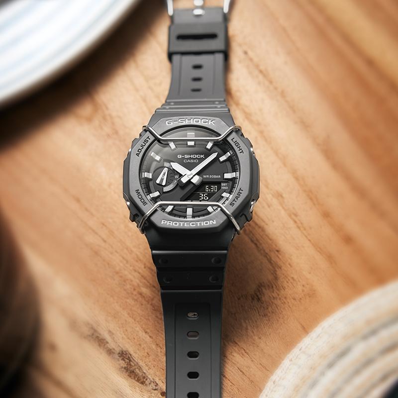 Casio Мужские часы Casio G-SHOCK Серия 48 мм с двойным дисплеем (жидкокристаллический/аналоговый) Серые GA-2100PTS-8APR