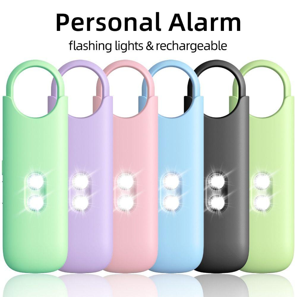 Rechargeable Personal Self Defense Alarm with Dual LED Light Safety Siren for Women Girls