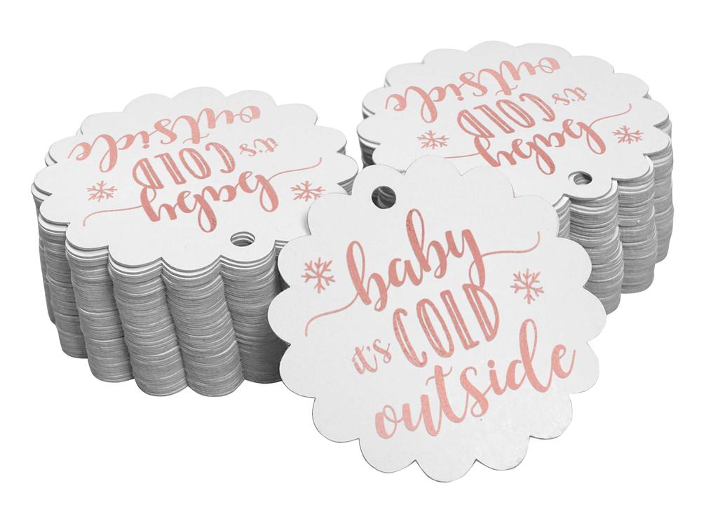 Inkdotpot Gold Foil Paper Hang Tags Baby It's Cold Outside Baby Shower Favor Tags 100