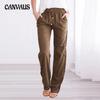 Spring and Summer Women's Pants Solid Colour Cotton Linen Pant Loose Drawstring Casual Wide Leg Trousers