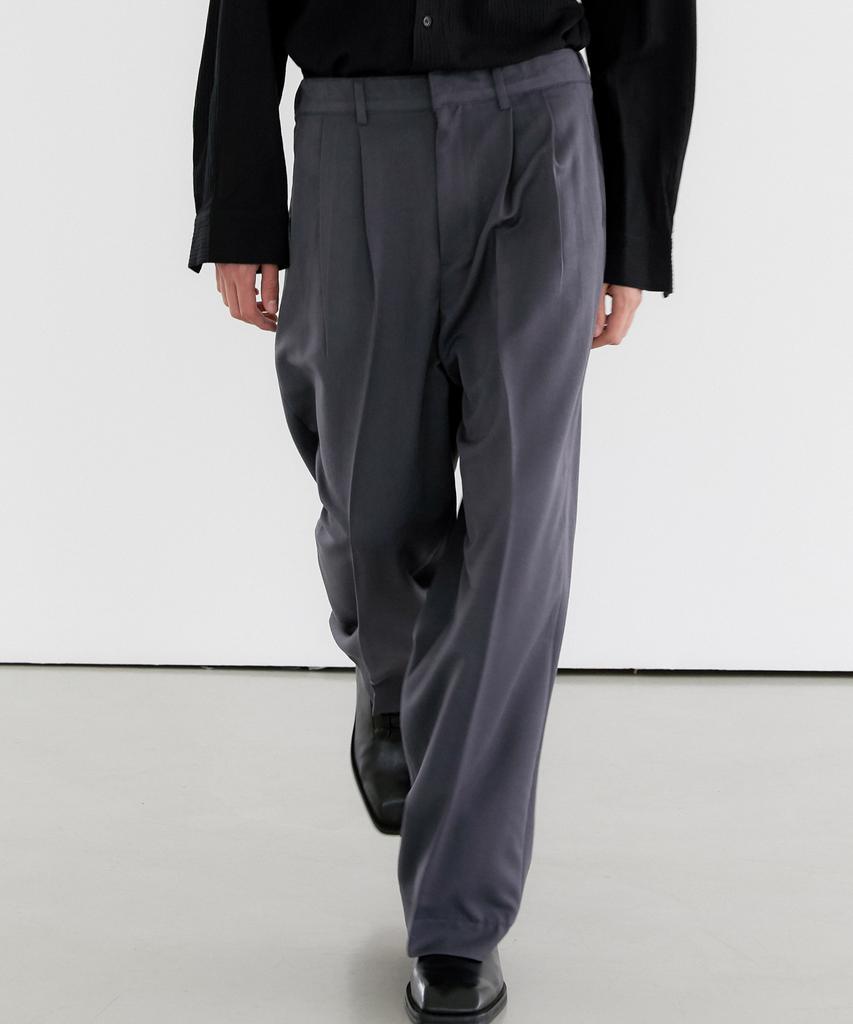 TRIP LE SENS Light Double-Pleated Wide Slacks _Pure Gray