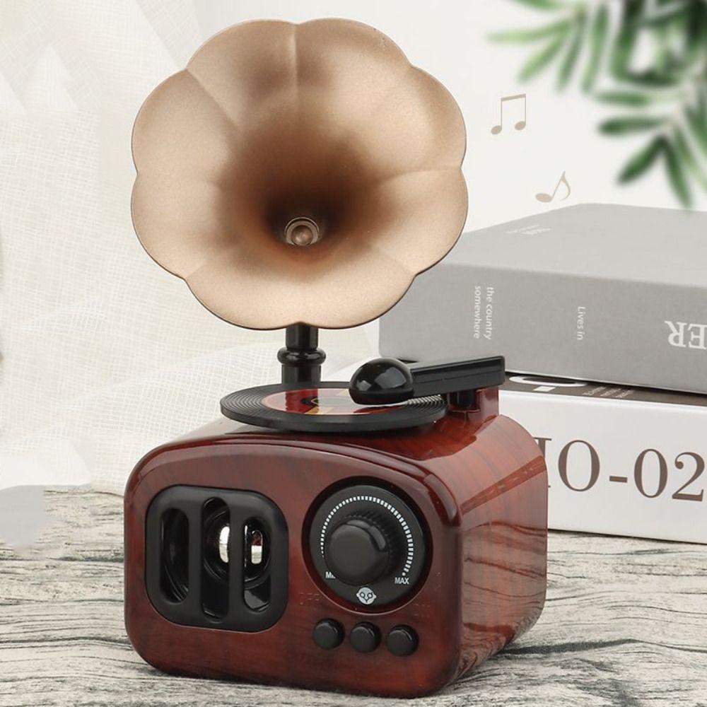 Wood Color Gramophone Music Box Plastic Photography Props  For Home and Office Decor