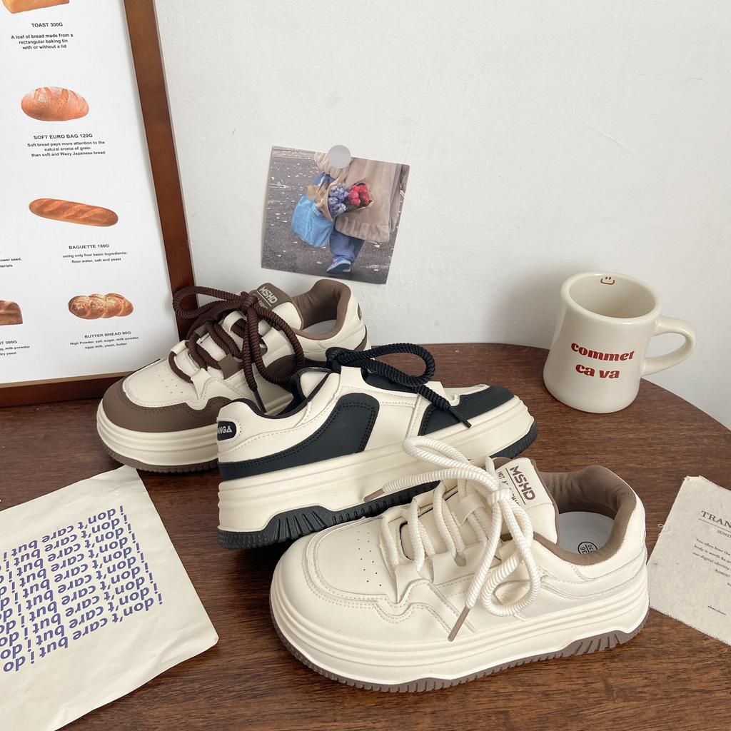 Молочно-белые туфли на белой платформе женские маффины 2025 весна новинка нишевые уродливо-милые туфли-хлебушки с круглым носком туфли на доске женские