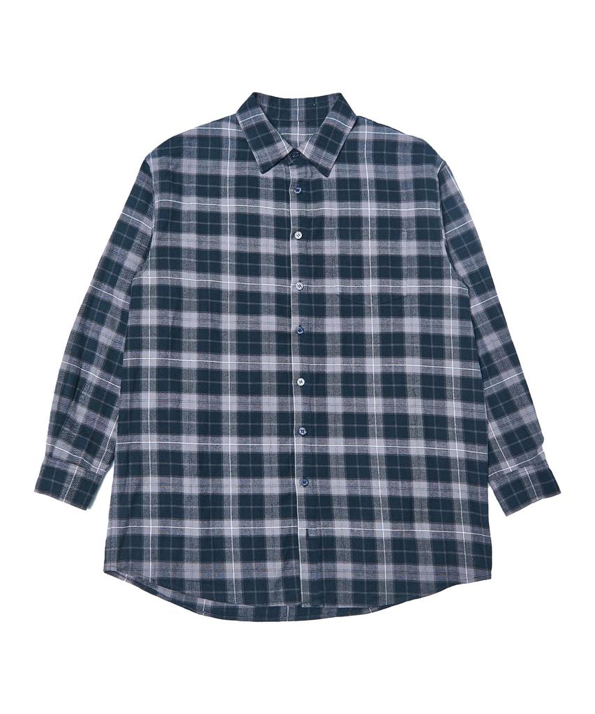 TEN PAST SEVEN Back Print Check Shirt - Gray