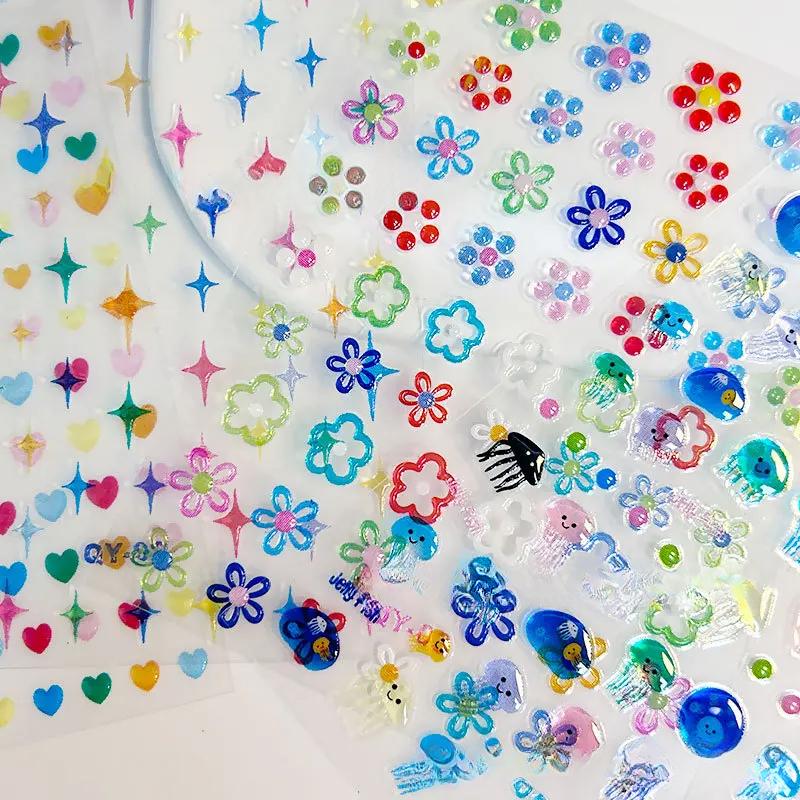 3D желейные наклейки для ногтей, прозрачные, милые, кавайные, медузы, нейл-арт, наклейки в стиле Ins, океанская тема, скрапбукинг, детская игрушка