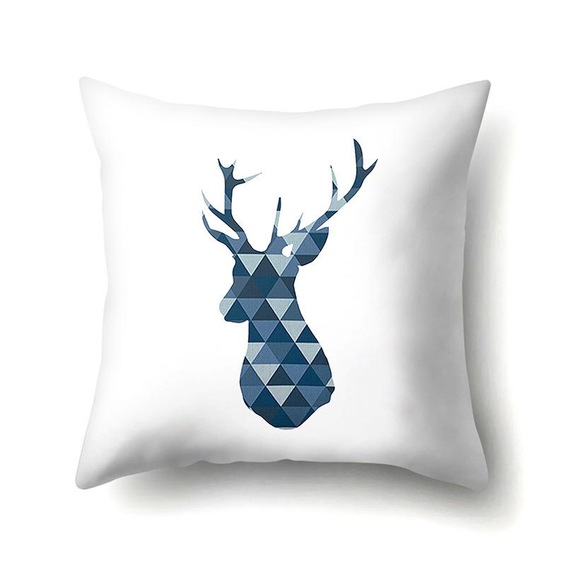 Polyester Pillowcase Automobile Decoration Home Printed Deer Pillowcase Waist Cushion Cover Car Cushion Head Cushion Cover