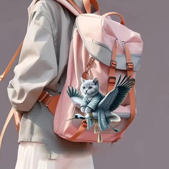 Christmas Acrylic Cats Car Pendant with Lanyard Cute Cat Decoration Backpack Keychain