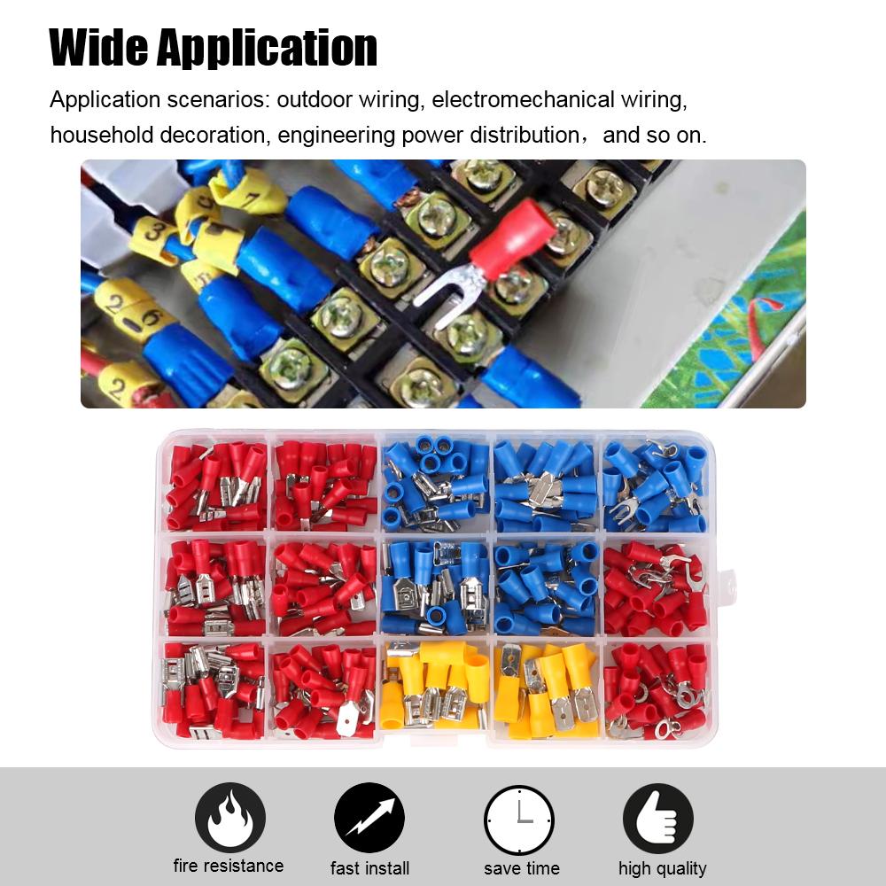 Rolled Terminals Assorted Kit Electrical Wire Crimp 280/480PCS Spade Butt Ring Lugs Fork Set Insulated Cable Connector