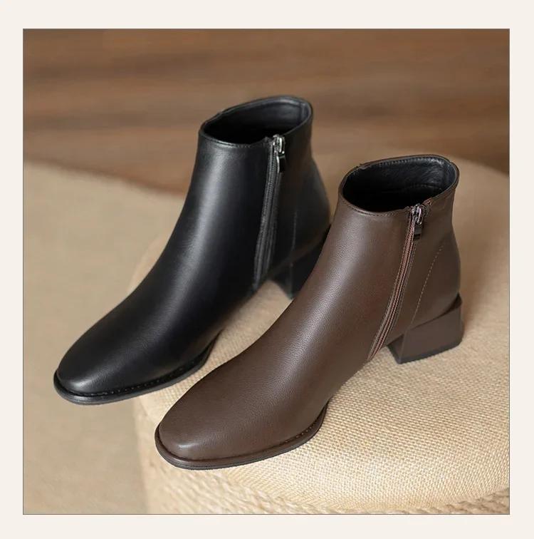 Женские ботильоны в британском стиле, новые остроносые ботинки «Челси», низкий каблук, нескользящая молния, рабочая обувь для улицы, Botas Mujer