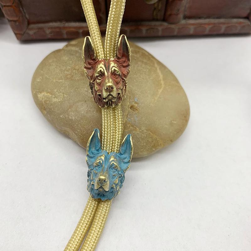 Brass Shepherd Head Keychain Pendant Designer Handmade Metal DIY Paracord Accessories for Fashion Outdoor Bag Charm