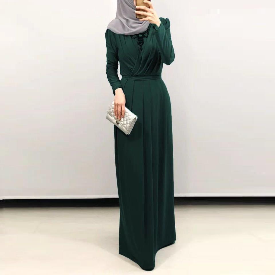 Женское мусульманское платье абайя, платье с высокой талией на Ближнем Востоке, музыкальное платье для Рамадана, элегантное клубное вечернее платье, женская исламская одежда